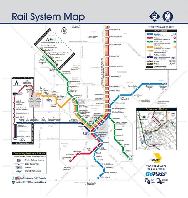 ダラスの鉄道駅の地図