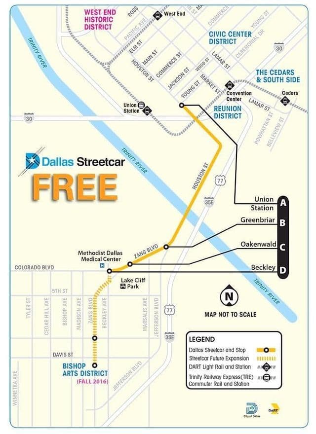 ダラスのトラムステーションマップ