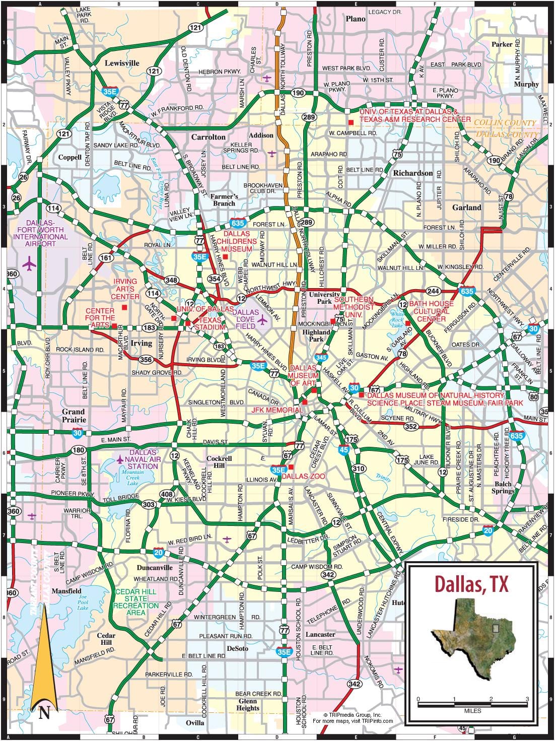 ダラスの道路地図