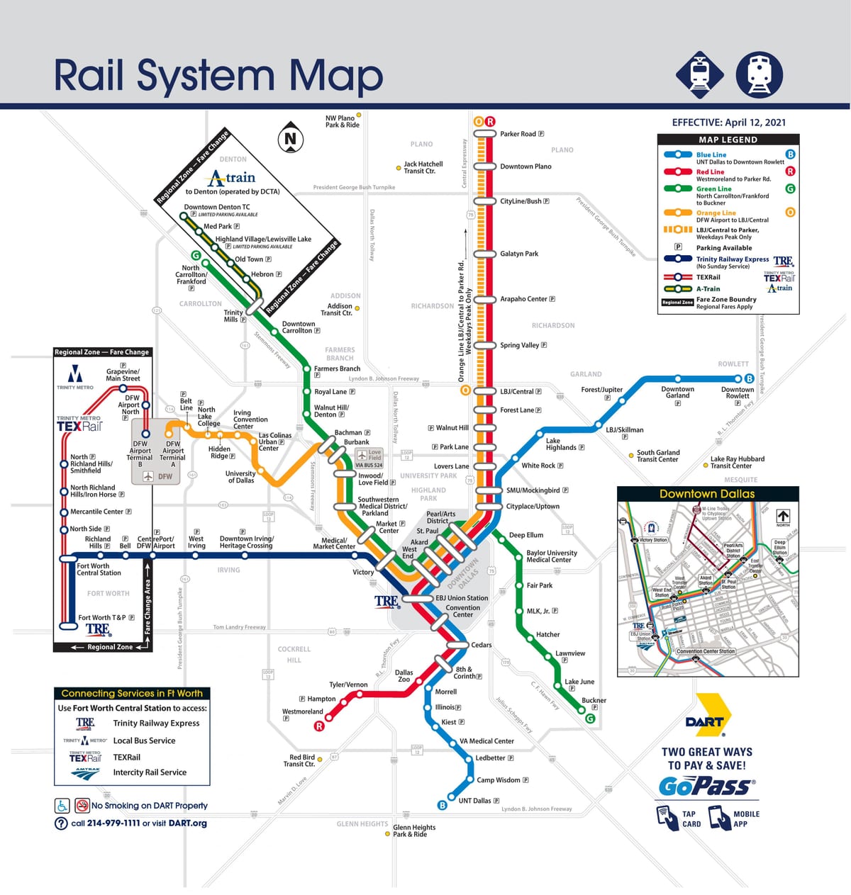 ダラスの鉄道駅の地図